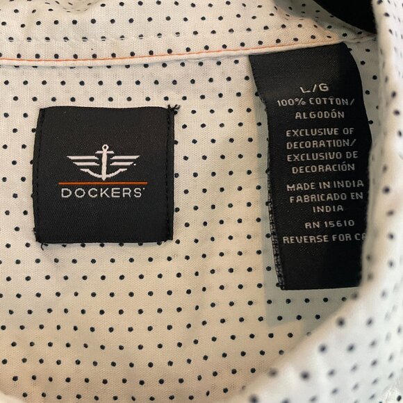 Men's Dockers LS Poplin Print Dots Button Up Shirt | Size L | NWT - Picture 4 of 5